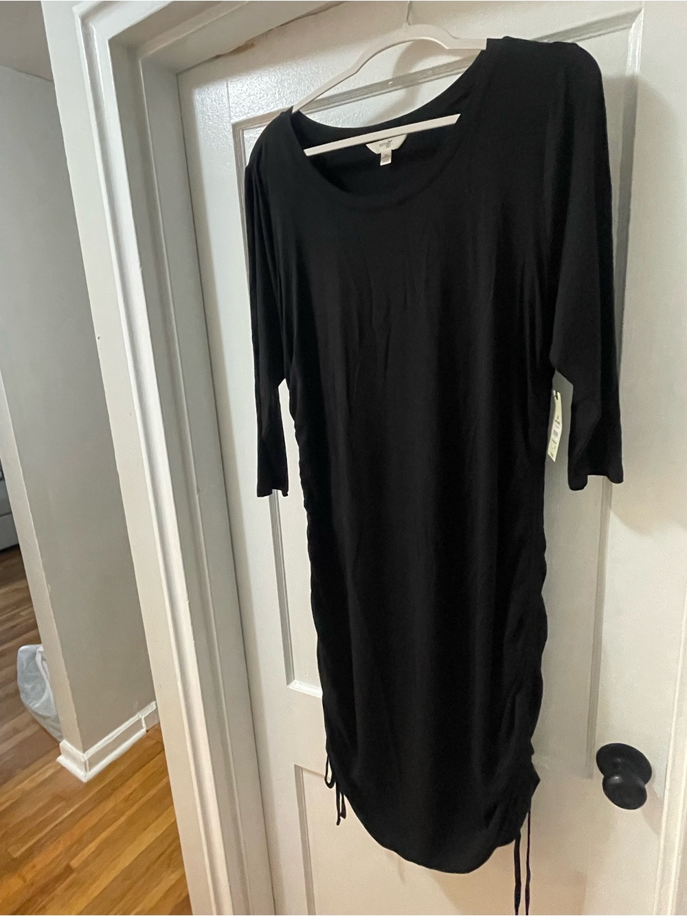Terra & Sky Black Midi Dress with Side Ties